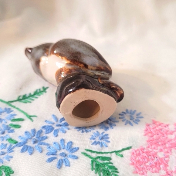 4/$26 Miniature Ceramic Owl Figurine with Brown & Blue Glaze - Picture 4 of 6